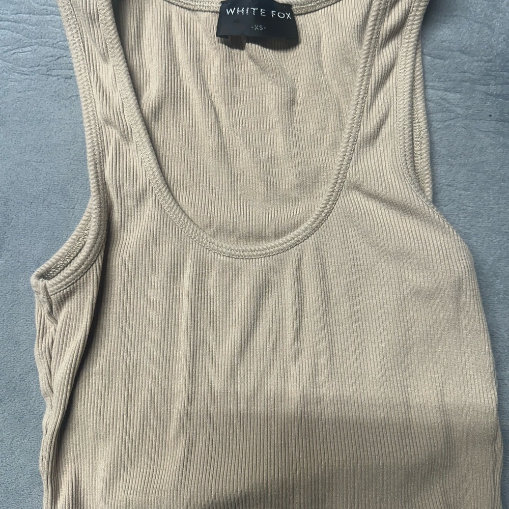 White Fox Ribbed Tank Top